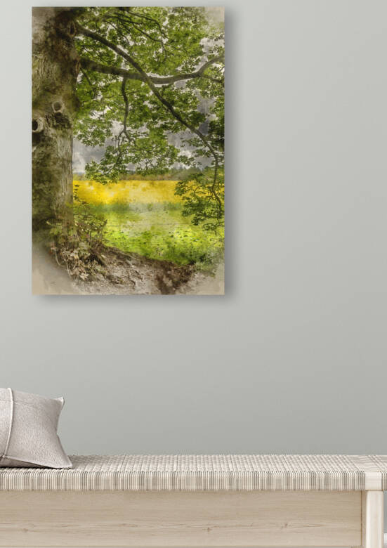Digital watercolour painting of Beautiful moody agricultural can by Matthew Gibson