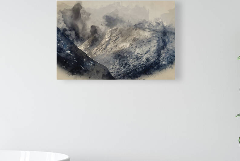 Digital watercolour painting of Majestic beautiful Winter landsc by Matthew Gibson