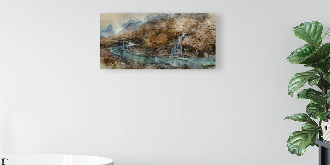 Digital watercolour painting of Stunning Winter landscape image  by Matthew Gibson