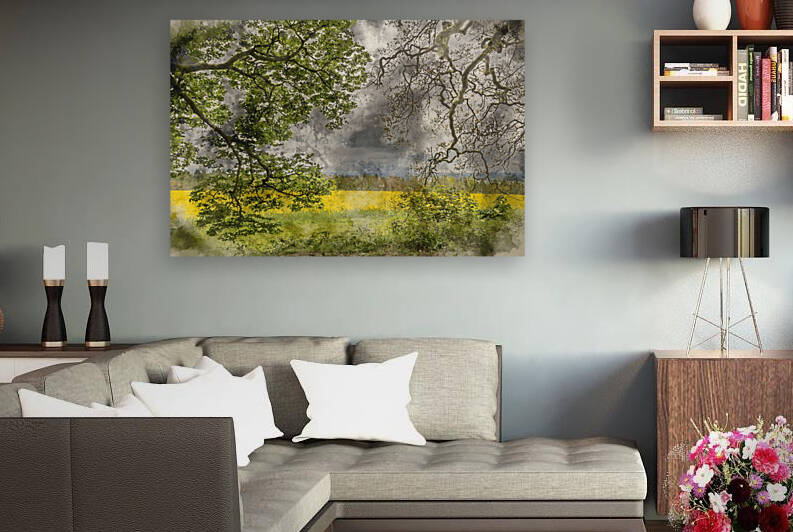 Digital watercolour painting of Beautiful moody agricultural can by Matthew Gibson