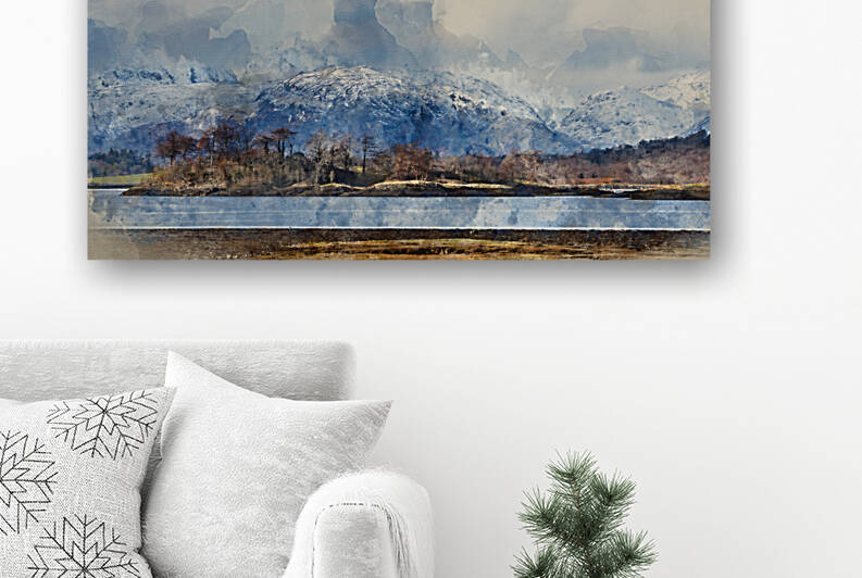 Digital watercolour painting of Beautiful Winter landscape view  by Matthew Gibson