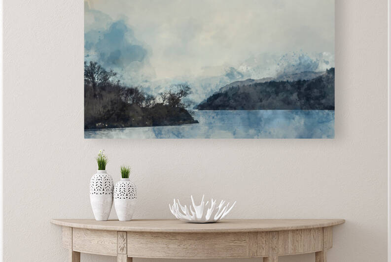 Digital watercolour painting of Beautiful Winter landscape image by Matthew Gibson