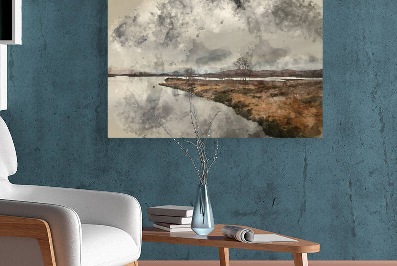 Digital watercolour painting of Beautiful sunset landscape image by Matthew Gibson