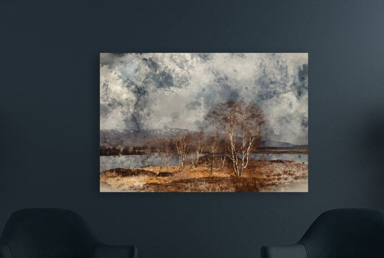 Digital watercolour painting of Beautiful sunset landscape image by Matthew Gibson