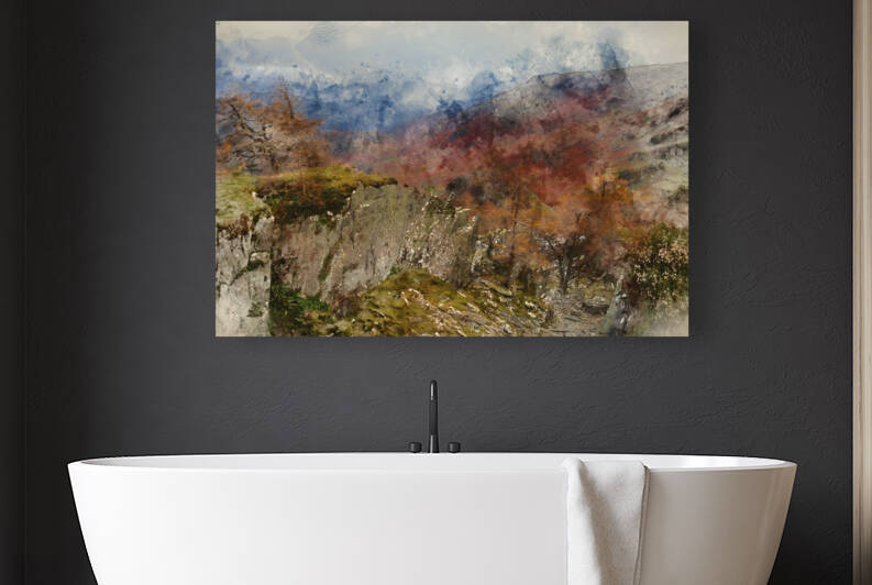 Digital watercolour painting of Stunning colorful Autumn landsca by Matthew Gibson