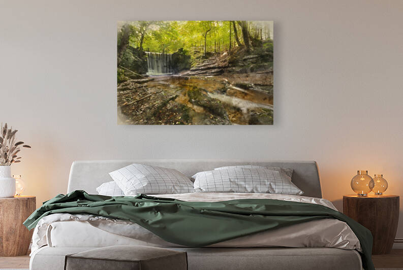 Epic beautiful Autumn landscape image of Nant Mill waterfall in  by Matthew Gibson