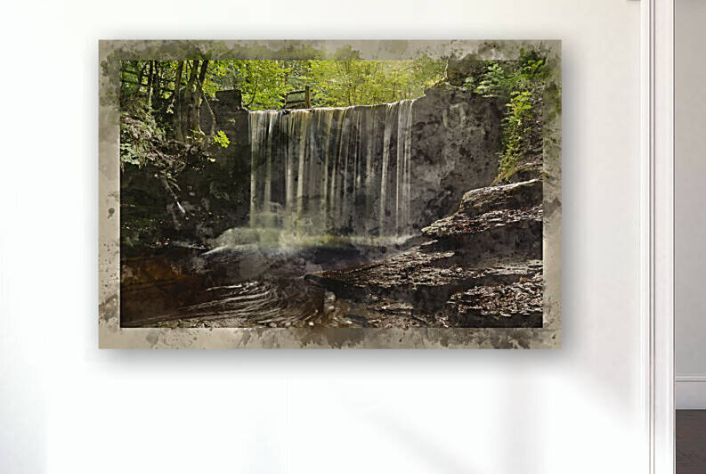 Epic beautiful Autumn landscape image of Nant Mill waterfall in  by Matthew Gibson