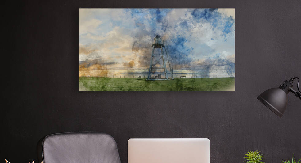 Digital watercolour painting of Stunning Autumn sunset landscape by Matthew Gibson