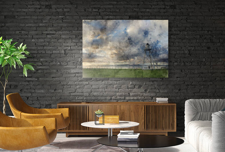 Digital watercolour painting of Stunning Autumn sunset landscape by Matthew Gibson