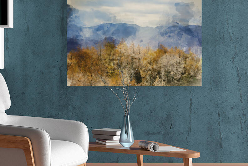 Stunning Autumn Fall landscape image of golden larch trees again by Matthew Gibson
