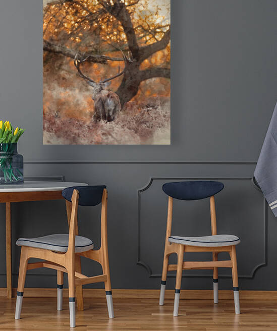 Digital watercolor painting of Stunning portrait of red deer sta by Matthew Gibson