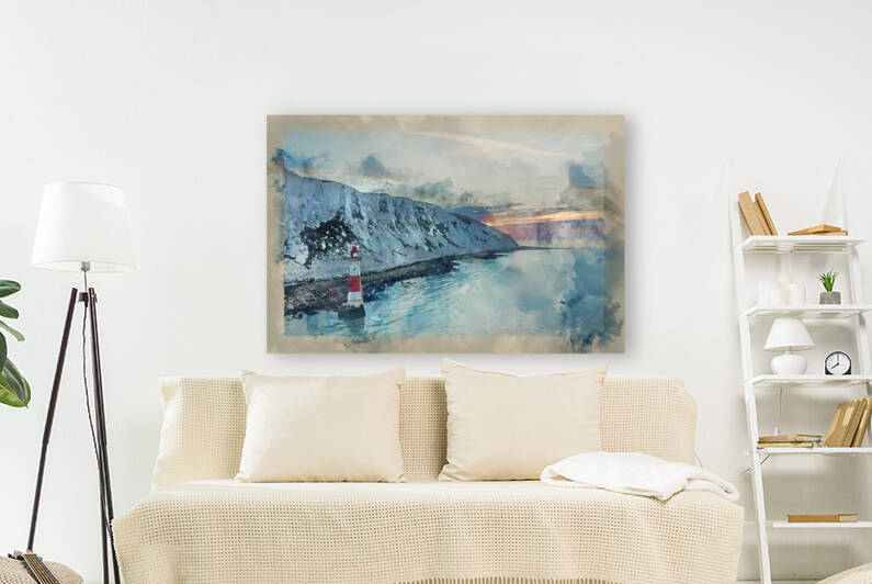 Epic vibrant Summer dawn landscape image of Beachy Head Lighthou by Matthew Gibson