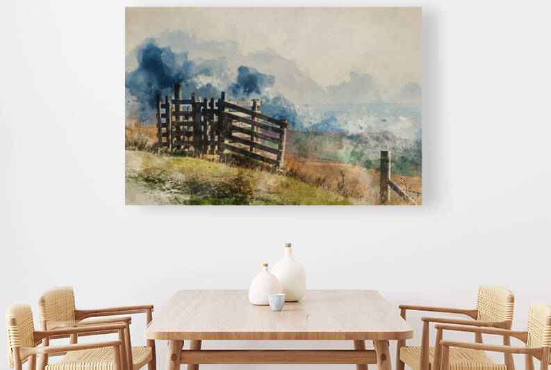 Landscape image looking through stile into Peak District country by Matthew Gibson