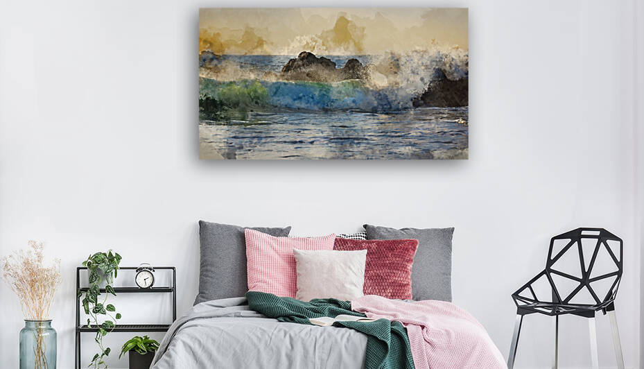 Majestic landscape image of jade turquoise waves crashing onto s by Matthew Gibson