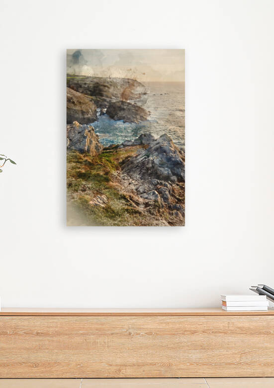 Digital watercolour painting of Stunning sunset landscape image  by Matthew Gibson