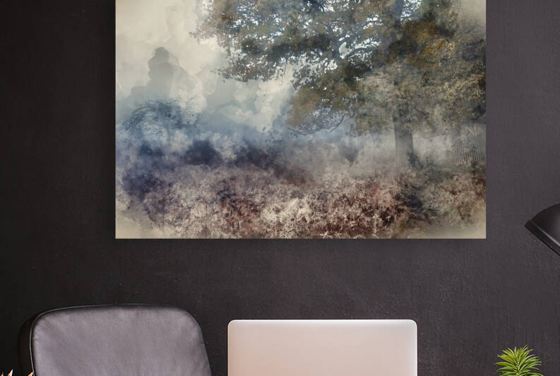 Digital watercolour painting of Beautiful Autumn Fall sunrise la by Matthew Gibson