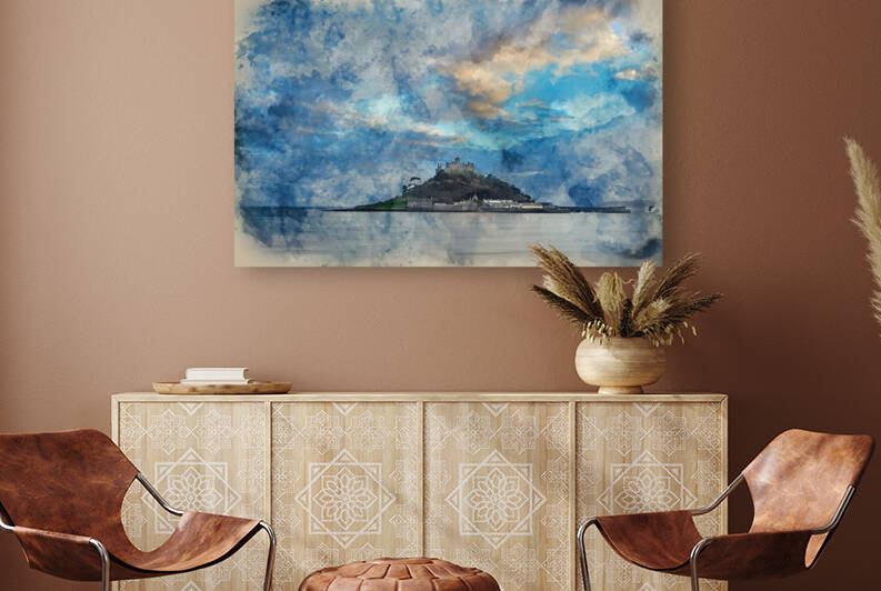Digital watercolour painting of Lovely landscape image of St Mic by Matthew Gibson