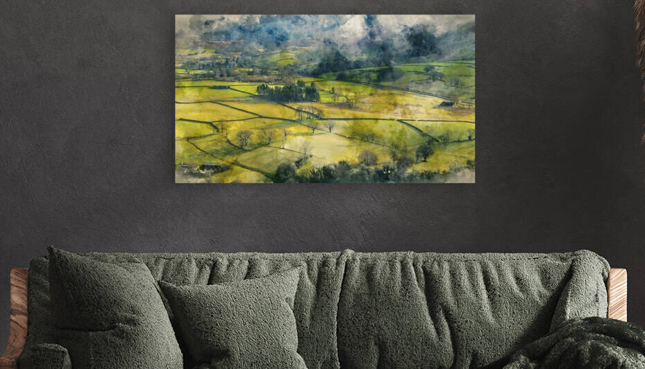 Digital watercolour painting of Beautiful golden hour Winter mor by Matthew Gibson