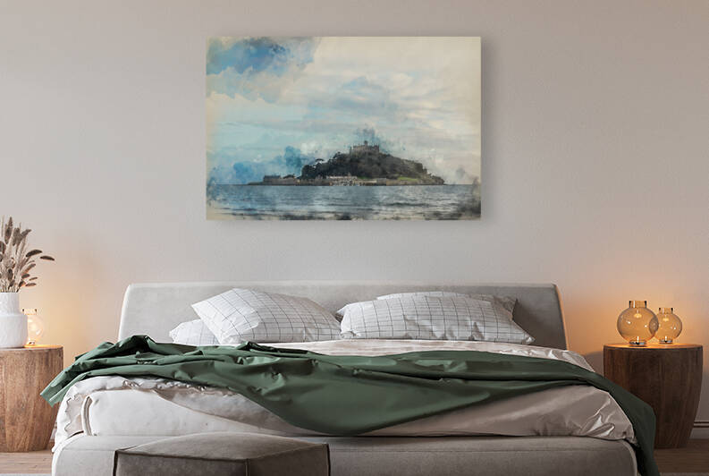 Digital watercolour painting of Lovely landscape image of St Mic by Matthew Gibson