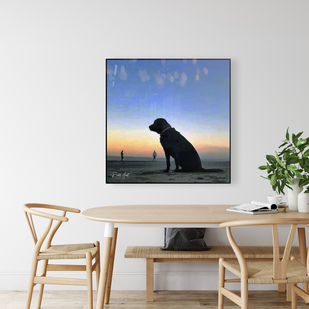 Dog Sunset Reproduction