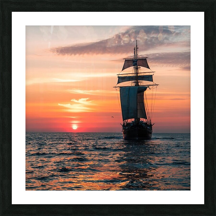  sun sets at sea Picture Frame print