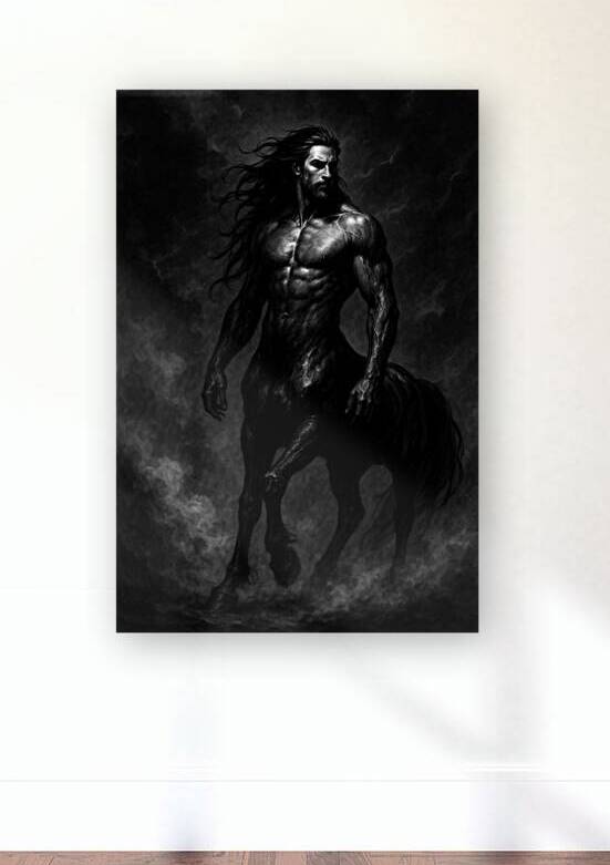 Stormlit Centaur in Monochrome Mist with Chiaroscuro Glow by Aaron Potts