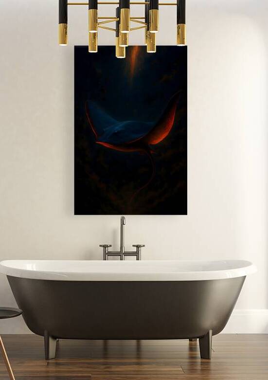 Cosmic Ember Stingray Beneath the Abyssal Light by Aaron Potts