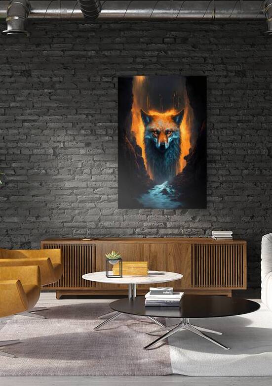 Ember Veil Fox Above the Canyon Stream by Aaron Potts