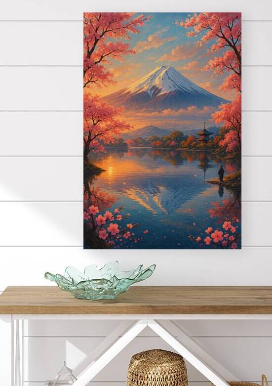 Golden Mount Fuji Reflections in a Cherry Blossom Sunset by Aaron Potts
