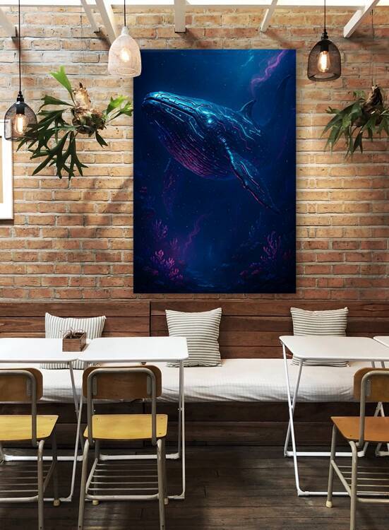Titanic Neon Cyberpunk Whale of the Luminous Electric Abyss by Aaron Potts
