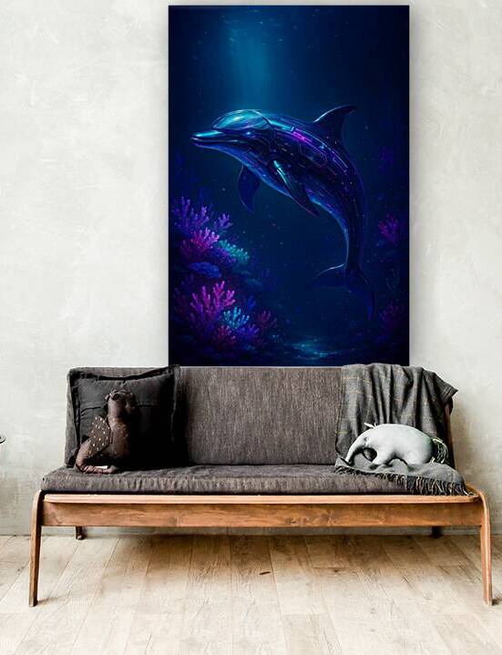 Luminous Holographic Cyber Dolphin of the Radiant Neon Current by Aaron Potts