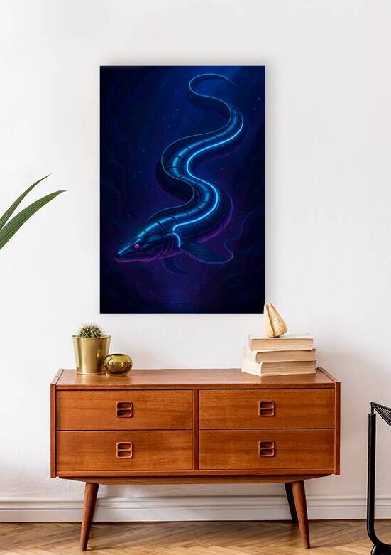 Serpentine Neon Cyber Eel of the Shadowed Technic Electric Abyss by Aaron Potts