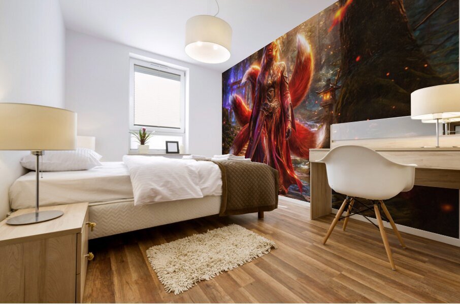The Five Tailed Fox Mural print