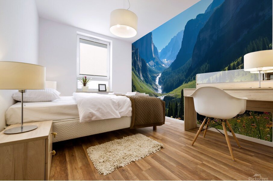 Emerald Falls Meadow Mural print