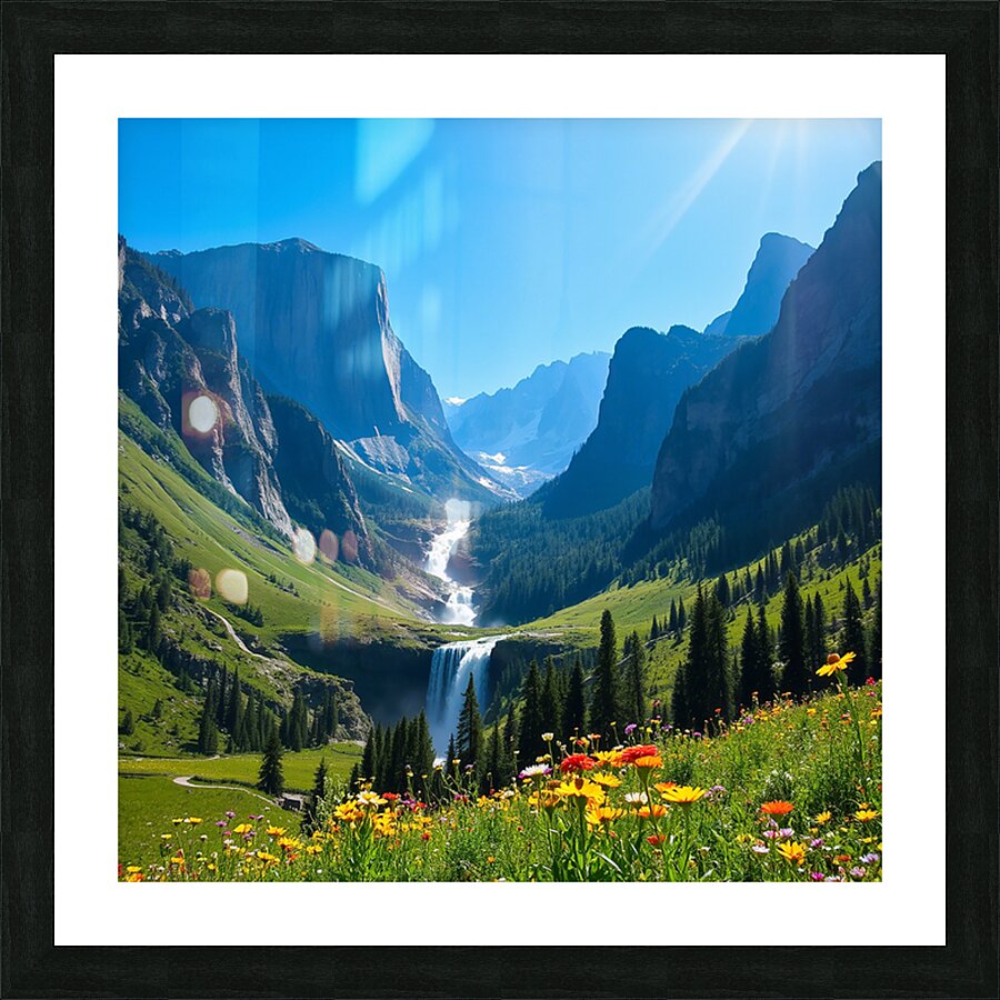 Emerald Falls Meadow Picture Frame print