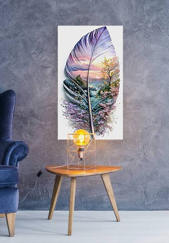 Dusk to Bloom – Dual Landscape Feather Design with Vibrant Colors by kinana omran