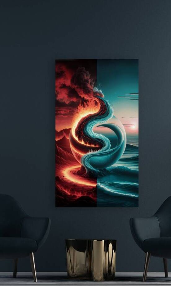 Elemental Harmony: A Surreal Fusion of Fire and Water by Fadumo artist