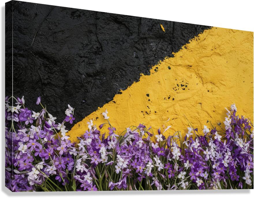 background with purple and white spring flowers.j Canvas Print
