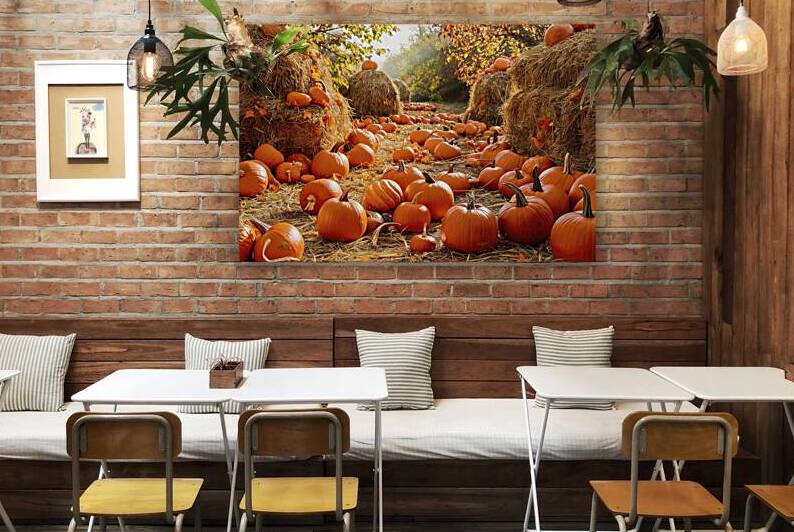 bountiful harvest scene with a sea of orange pump by VeronicMorar