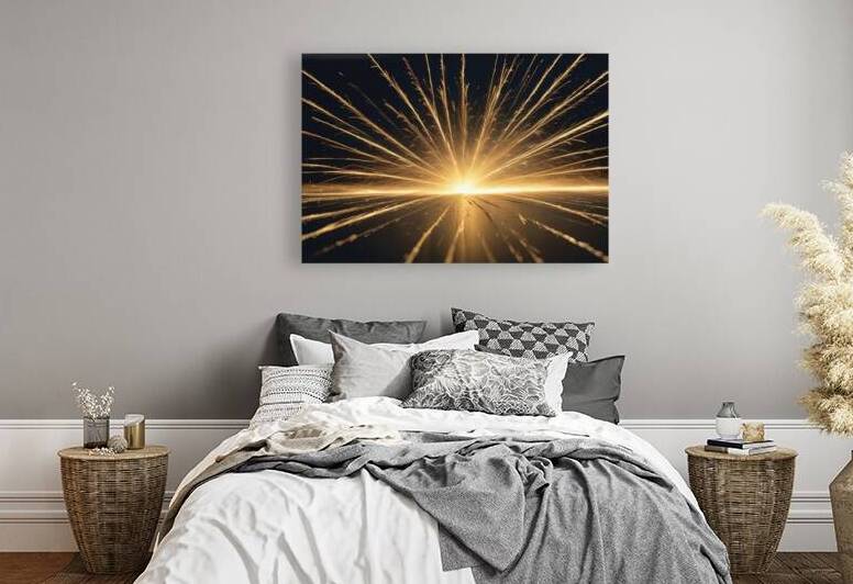 A mesmerizing scene of glowing golden particles a by VeronicMorar