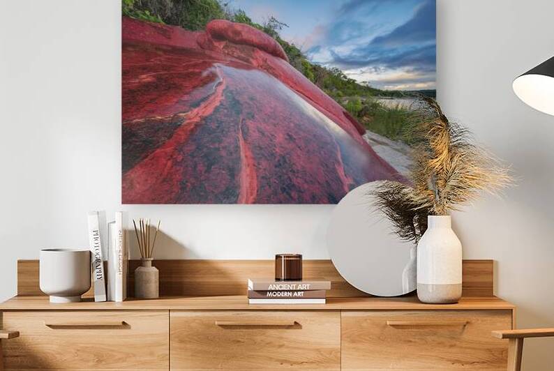 Natural background of red treated granite by VeronicMorar