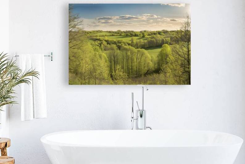 picturesque spring scene showcasing lush green fi by VeronicMorar