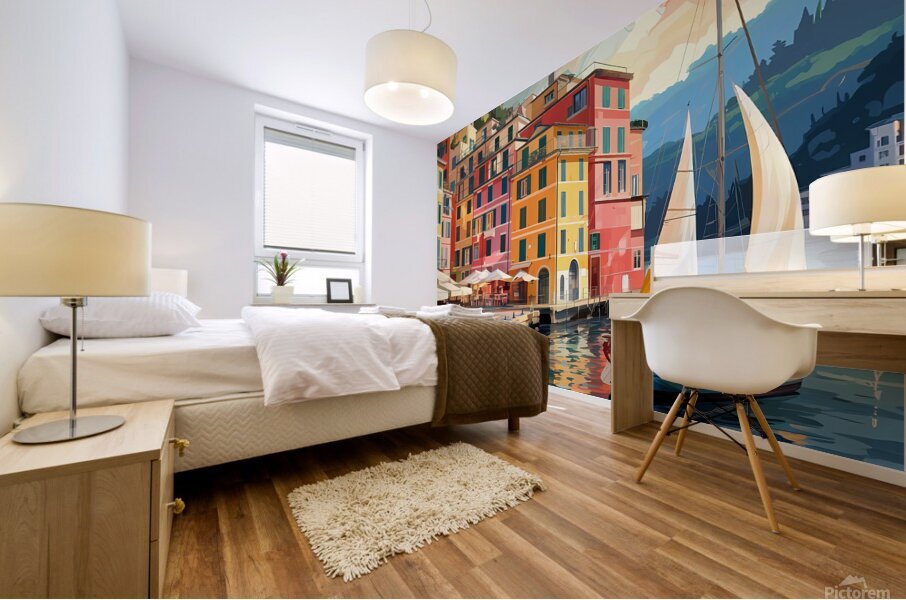 Sunlit Harbor Charm Mural print