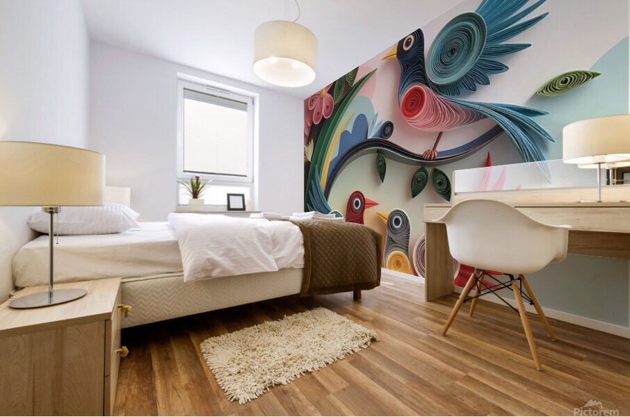 Whimsical Feathered Harmony Mural print