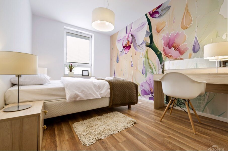 Blooming Raindrop Elegance Mural print