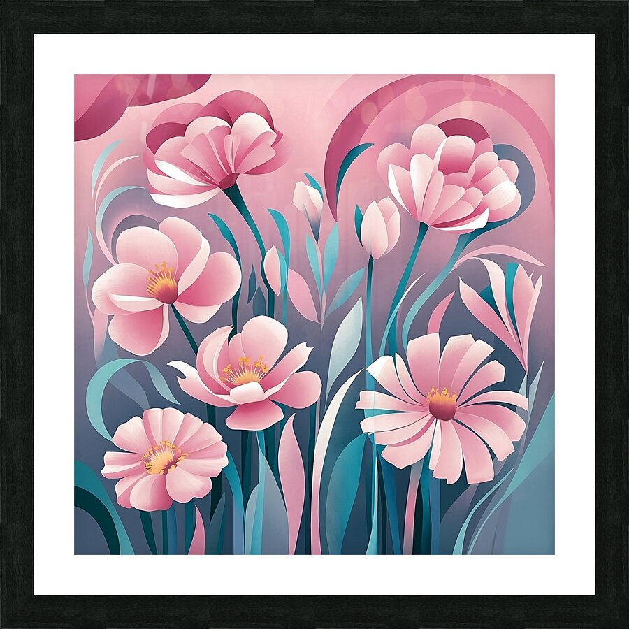Flowers in soft pink and blue tones Picture Frame print