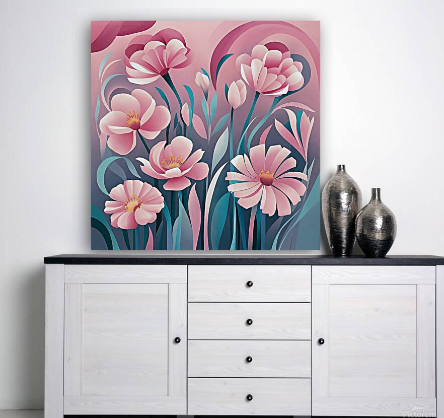 Flowers in soft pink and blue tones Reproduction