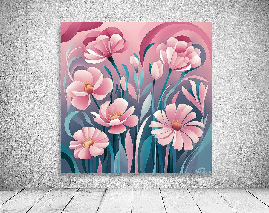 Flowers in soft pink and blue tones Wall Preview