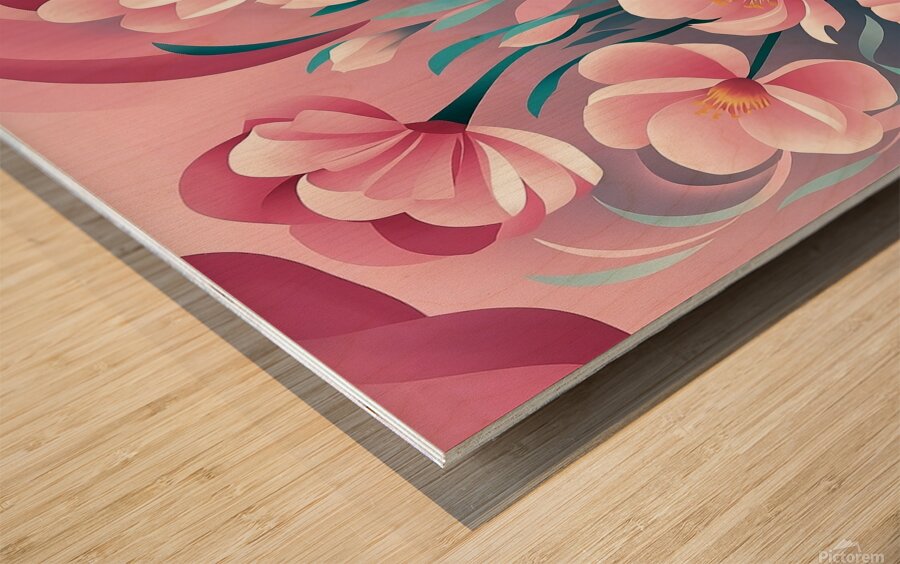 Flowers in soft pink and blue tones Wood print
