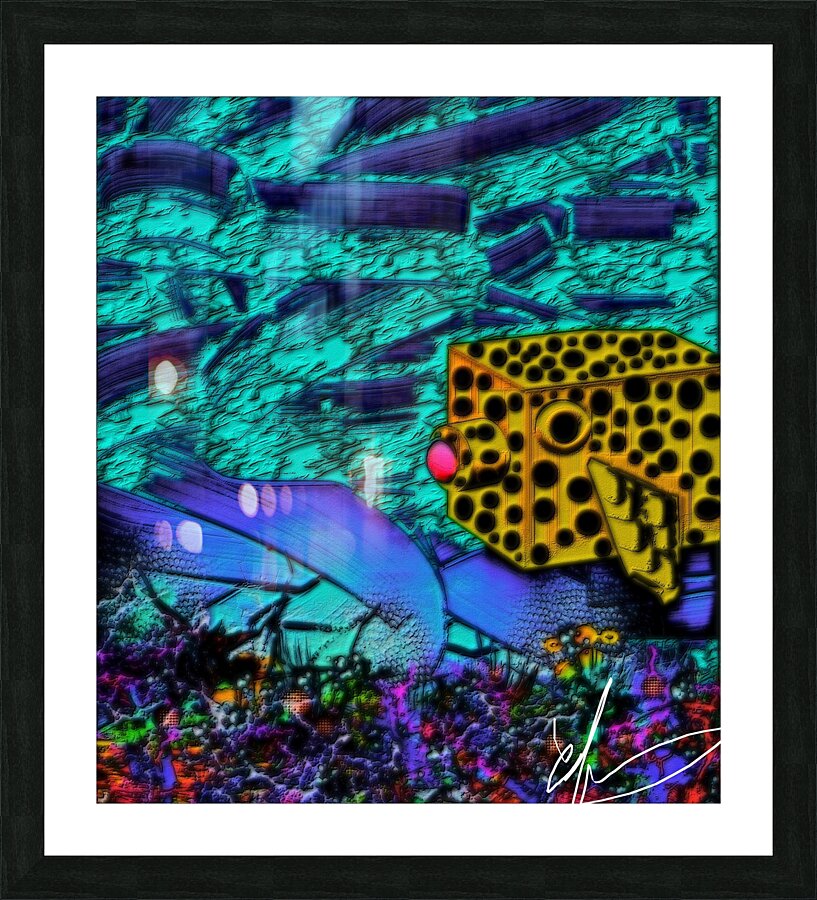 Brooding Yellow Boxfish Picture Frame print